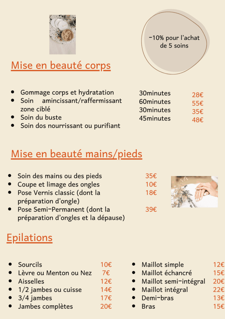 Carte de prestations Mélizia - Le Bien-être des Femmes
